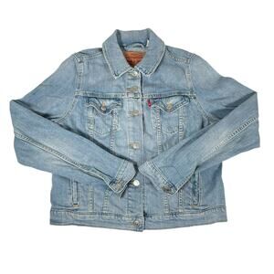 Levi's Girls Large Denim Jacket Long Sleeve Cotton Light Wash Youth Jacket